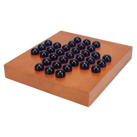 WE Games Marble Solitaire Game Travel Size - 5 inch Square Wooden Board Game with 33 Blue Glass Marbles, Magnetic Closure for Storage, Classic Solitaire Game, Travel Game for Adults