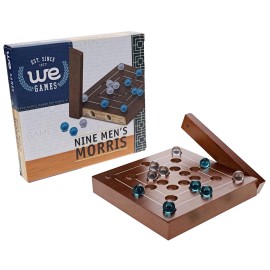 WE Games Nine Men\'s Morris Board Game, 5 inch Travel Size - Solid Wood Board with Magnetic Closure, 9 Clear & 9 Blue Marbles, Classic 2-Player Strategy Game for Adults, Perfect for Game Nights WE Games Nine Men\'s Morris Board Game, 5 inch Travel Size - Solid Wood Board with Magnetic Closure, 9 Clear & 9 Blue Marbles, Classic 2-Player Strategy Game for Adults, Perfect for Game Nights