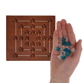 WE Games Nine Men\'s Morris Board Game, 5 inch Travel Size - Solid Wood Board with Magnetic Closure, 9 Clear & 9 Blue Marbles, Classic 2-Player Strategy Game for Adults, Perfect for Game Nights WE Games Nine Men\'s Morris Board Game, 5 inch Travel Size - Solid Wood Board with Magnetic Closure, 9 Clear & 9 Blue Marbles, Classic 2-Player Strategy Game for Adults, Perfect for Game Nights