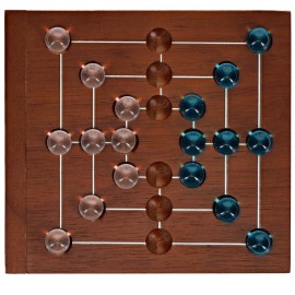 WE Games Nine Men\'s Morris Board Game, 5 inch Travel Size - Solid Wood Board with Magnetic Closure, 9 Clear & 9 Blue Marbles, Classic 2-Player Strategy Game for Adults, Perfect for Game Nights WE Games Nine Men\'s Morris Board Game, 5 inch Travel Size - Solid Wood Board with Magnetic Closure, 9 Clear & 9 Blue Marbles, Classic 2-Player Strategy Game for Adults, Perfect for Game Nights
