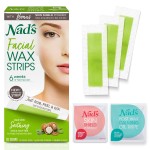 Nad\'s Facial Wax Strips - Hypoallergenic All Skin Types - Facial Hair Removal For Women - At Home Waxing Kit with 20 Face Wax Strips + 4 Calming Oil Wipes + Skin Protection Powder