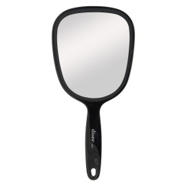 Diane Standard 1X Magnification Hand Mirror, Single Sided Hand Held Mirror with Handle for Salon, Barber, Grooming, Vanity, Shaving, and Travel, Medium, 5 x 11, Black
