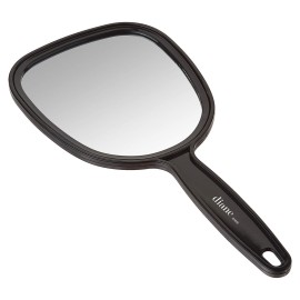 Diane Standard 1X Magnification Hand Mirror, Single Sided Hand Held Mirror with Handle for Salon, Barber, Grooming, Vanity, Shaving, and Travel, Medium, 5 x 11, Black