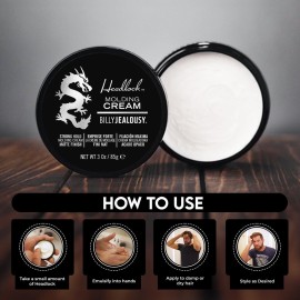 Billy Jealousy Headlock Hair Molding Cream, Hair Styling Cream for Men with Strong All-Day Hold, Natural Matte Finish Styling Agent for All Lengths, 3 Ounce Billy Jealousy Headlock Hair Molding Cream, Hair Styling Cream for Men with Strong All-Day Hold, Natural Matte Finish Styling Agent for All Lengths, 3 Ounce