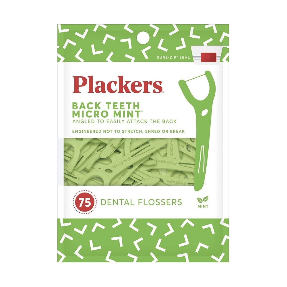 Plackers Back Teeth Micro Dental Flossers, Delicious Mint Flavor, Provides Easy Access for Back Teeth, Built-in Protected Pick, Easy Storage, 75 Count (Pack of 1) Plackers Back Teeth Micro Dental Flossers, Delicious Mint Flavor, Provides Easy Access for Back Teeth, Built-in Protected Pick, Easy Storage, 75 Count (Pack of 1)