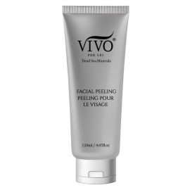 Vivo Per Lei Facial Peeling Gel - Contains Dead Sea Minerals and Nut Shell Powder - Gentle Face Exfoliator Scrub and Blackhead Remover - Peel Your Skin to a Fresher You - 3.4 Fl. Oz.