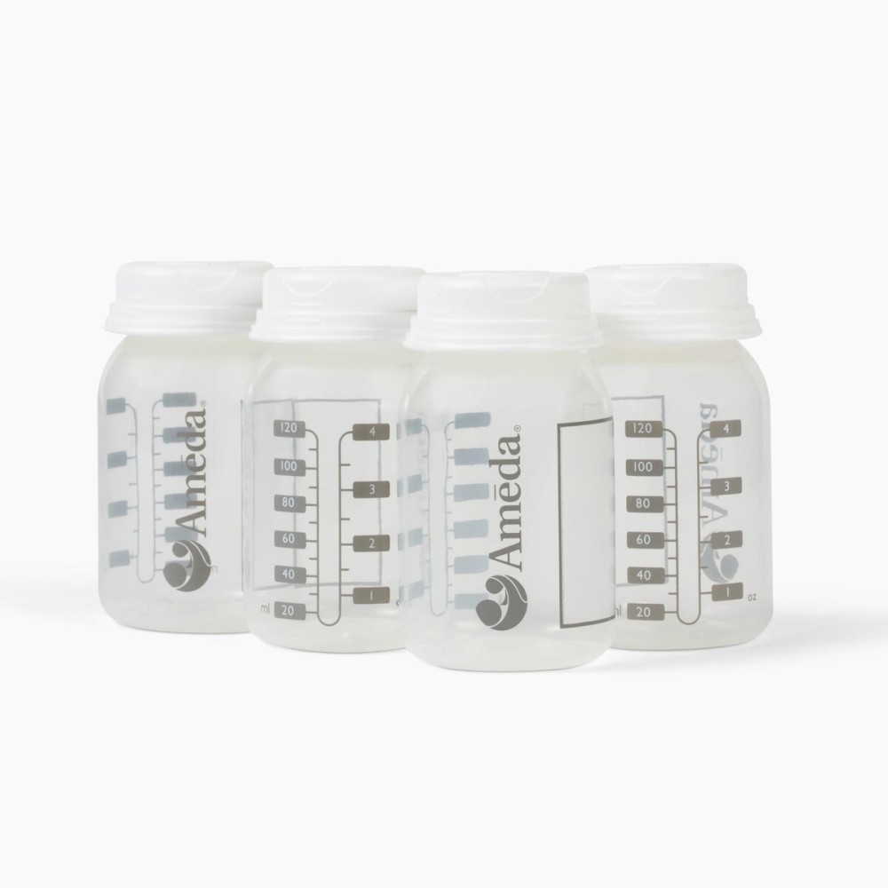 Ameda Breastmilk Storage Bottles with Lock-Tight Cap | 4.4 Ounce Breast Milk Storage Containers for Fridge (4 Count) | Breastmilk Storage Bag Alternative | Breastfeeding Supplies Ameda Breastmilk Storage Bottles with Lock-Tight Cap | 4.4 Ounce Breast Milk Storage Containers for Fridge (4 Count) | Breastmilk Storage Bag Alternative | Breastfeeding Supplies