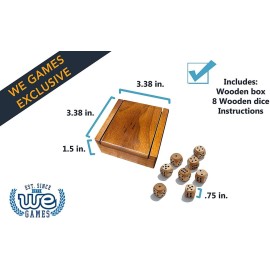 WE Games Wooden Dice Box with 8 Rounded Wooden Dice - Instructions for 10 Dice Games