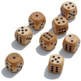 WE Games Wooden Dice Box with 8 Rounded Wooden Dice - Instructions for 10 Dice Games