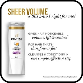 Pantene Pro-V 2 in 1 Shampoo & Conditioner, Sheer Volume with Collagen, 12.6 Ounce Pantene Pro-V 2 in 1 Shampoo & Conditioner, Sheer Volume with Collagen, 12.6 Ounce