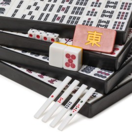 Yellow Mountain Imports Japanese Riichi Mahjong Set - White and Yellow Standard Size Tiles - with East Wind Tile and Black Vinyl Case Yellow Mountain Imports Japanese Riichi Mahjong Set - White and Yellow Standard Size Tiles - with East Wind Tile and Black Vinyl Case