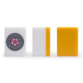 Yellow Mountain Imports Japanese Riichi Mahjong Set - White and Yellow Standard Size Tiles - with East Wind Tile and Black Vinyl Case Yellow Mountain Imports Japanese Riichi Mahjong Set - White and Yellow Standard Size Tiles - with East Wind Tile and Black Vinyl Case