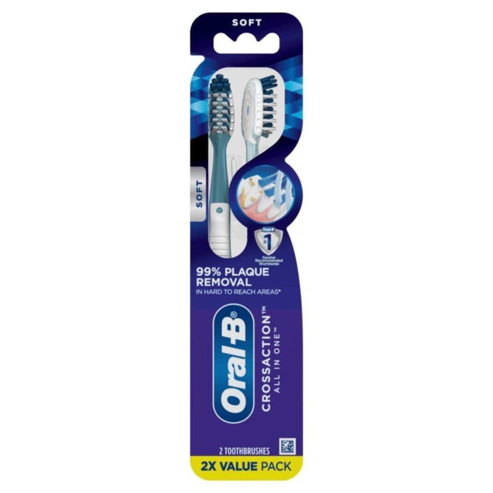 Oral-B CrossAction All in One Toothbrushes, Soft, 2 Count Oral-B CrossAction All in One Toothbrushes, Soft, 2 Count
