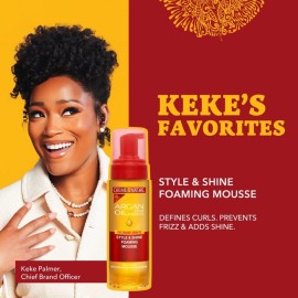 Creme of Nature Argan Oil Foaming Mousse, Style & Shine, Creates Soft Wraps, Defines Curls, Prevents Frizz & Adds Exotic Shine, 7 Fl Oz