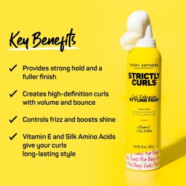 Marc Anthony Curl Enhancing Styling Foam, Extra Hold, Strictly Curls - Vitamin E & Silk Proteins Transforms Frizzy Hair to Full, Shiny, Defined Curls - Sulfate-Free Anti-Frizz Styling Mousse Product