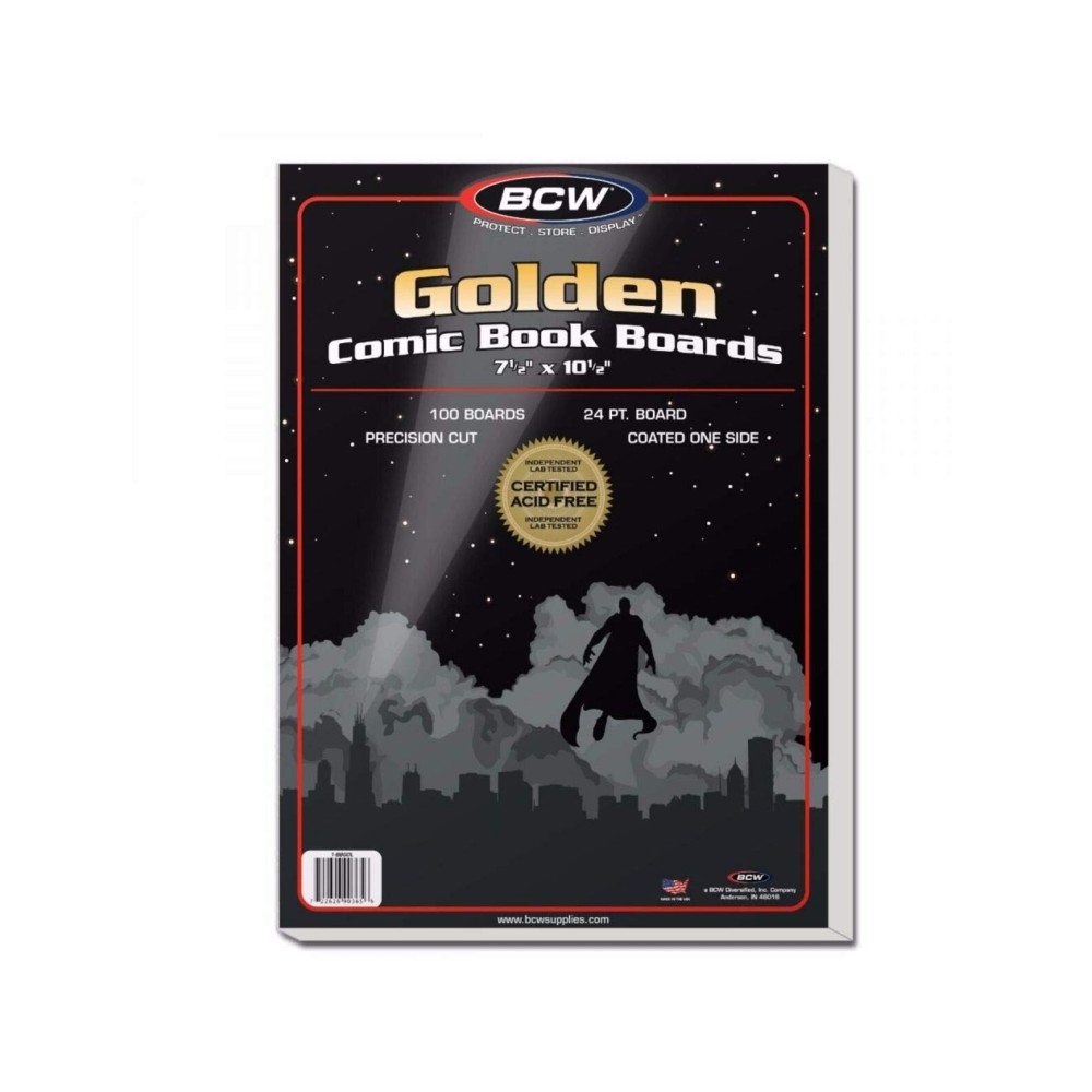 BCW Golden Age Comic Backing Boards - 100 Pack | Certified Acid-Free Comic Book Storage | 7 1/2 x 10 1/2 Inch Dimensions | Archival-Quality Boards for Comic Book Collection Protection BCW Golden Age Comic Backing Boards - 100 Pack | Certified Acid-Free Comic Book Storage | 7 1/2 x 10 1/2 Inch Dimensions | Archival-Quality Boards for Comic Book Collection Protection