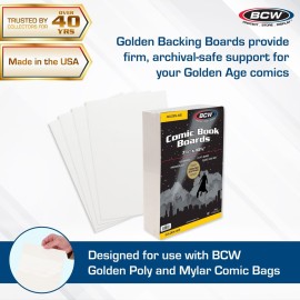 BCW Golden Age Comic Backing Boards - 100 Pack | Certified Acid-Free Comic Book Storage | 7 1/2 x 10 1/2 Inch Dimensions | Archival-Quality Boards for Comic Book Collection Protection BCW Golden Age Comic Backing Boards - 100 Pack | Certified Acid-Free Comic Book Storage | 7 1/2 x 10 1/2 Inch Dimensions | Archival-Quality Boards for Comic Book Collection Protection