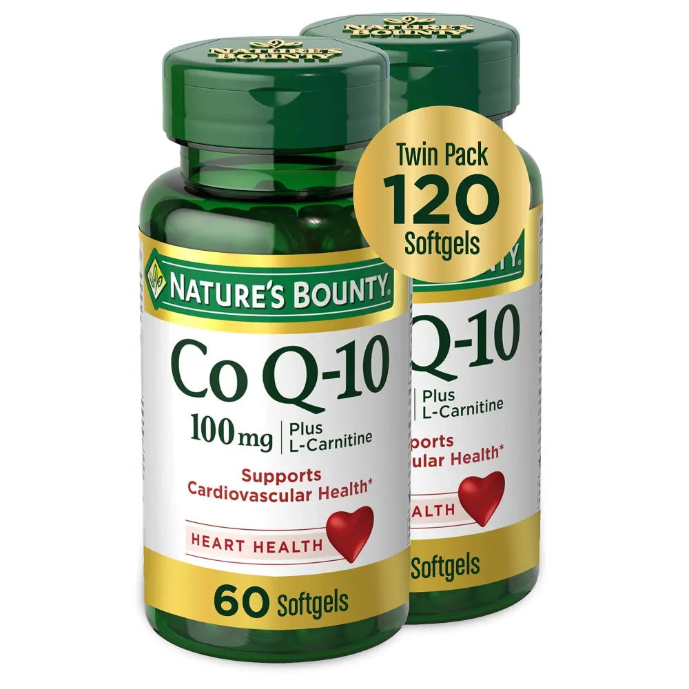 CoQ10 by Nature\'s Bounty, Dietary Supplement, Supports Heart Health, 100mg Plus L-Carnitine, Twin Pack, 120 Softgels CoQ10 by Nature\'s Bounty, Dietary Supplement, Supports Heart Health, 100mg Plus L-Carnitine, Twin Pack, 120 Softgels