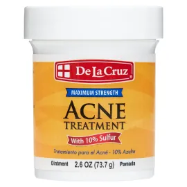 De La Cruz 10% Sulfur Ointment - Cystic Acne Treatment for Face and Body - Daily 10 Min Spot Treatment Mask - Safe and Effective Game Changing Hormonal Acne Treatment That Clears Up Pimples - 2.6 oz
