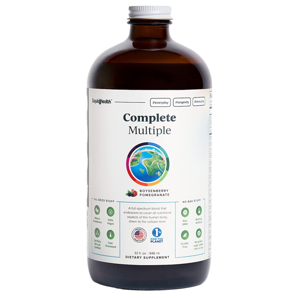 LIQUIDHEALTH Complete Multiple Adult Liquid Multivitamin - Essential Vitamins, Minerals & Nutrients, Immune Support, Gut Health, Energy, Detox - Made in USA, Vegan, Non-GMO, Sugar-Free (32 oz) LIQUIDHEALTH Complete Multiple Adult Liquid Multivitamin - Essential Vitamins, Minerals & Nutrients, Immune Support, Gut Health, Energy, Detox - Made in USA, Vegan, Non-GMO, Sugar-Free (32 oz)