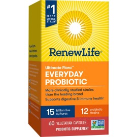 Renew Life Everyday Probiotic Capsules, Daily Supplement Supports Urinary, Digestive and Immune Health, L. Rhamnosus GG, Dairy, Soy and gluten-free, 15 Billion CFU, 60 Count Renew Life Everyday Probiotic Capsules, Daily Supplement Supports Urinary, Digestive and Immune Health, L. Rhamnosus GG, Dairy, Soy and gluten-free, 15 Billion CFU, 60 Count