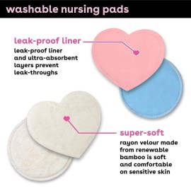 Bamboobies Nursing Pads, Ultra-Soft Velour, Reusable, Washable & Leak-Proof, 6 Ultra-Thin and 2 Overnight Pads for Breastfeeding Bamboobies Nursing Pads, Ultra-Soft Velour, Reusable, Washable & Leak-Proof, 6 Ultra-Thin and 2 Overnight Pads for Breastfeeding