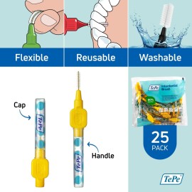 TePe Pack of 25 Interdental Brush Original, Soft Dental Brush for Teeth Cleaning, 4, Yellow TePe Pack of 25 Interdental Brush Original, Soft Dental Brush for Teeth Cleaning, 4, Yellow