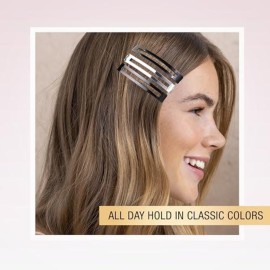 Scunci by Conair No-Slip Grip Stay Tight Barrettes - hair barrettes for women - hair accessories for women - Assorted Neutral Metallic Colors - 6 Count