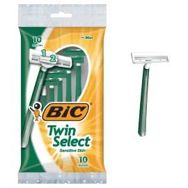 BIC Men\'s Twin Select Disposable Razor, Sensitive Skin, 10 count (Pack of 3)