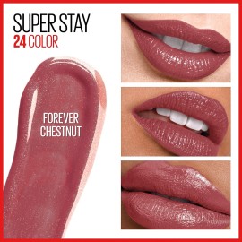 Maybelline Super Stay 24, 2-Step Liquid Lipstick Makeup, Long Lasting Highly Pigmented Color with Moisturizing Balm, Forever Chestnut, Brown, 1 Count Maybelline Super Stay 24, 2-Step Liquid Lipstick Makeup, Long Lasting Highly Pigmented Color with Moisturizing Balm, Forever Chestnut, Brown, 1 Count