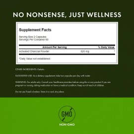 Swanson Activated Charcoal - Natural Supplement Supporting Healthy Absorption - Helps w/Bloating & Maintaining Bowel Regularity - (120 Capsules, 520mg per Serving)