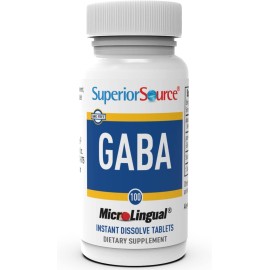 Superior Source GABA 100 mg, Quick Dissolve MicroLingual Tablets, 100 Count, Brain Health Support, Promotes a Relaxing Effect & Positive Mood, Stress & Sleep Support, Non-GMO