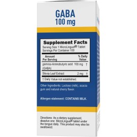Superior Source GABA 100 mg, Quick Dissolve MicroLingual Tablets, 100 Count, Brain Health Support, Promotes a Relaxing Effect & Positive Mood, Stress & Sleep Support, Non-GMO
