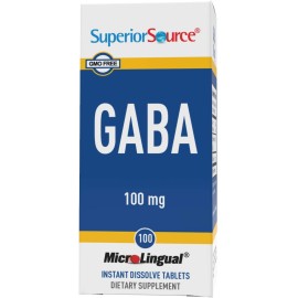 Superior Source GABA 100 mg, Quick Dissolve MicroLingual Tablets, 100 Count, Brain Health Support, Promotes a Relaxing Effect & Positive Mood, Stress & Sleep Support, Non-GMO