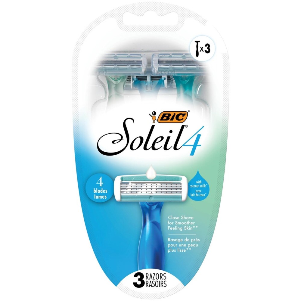 BIC Soleil Comfort 4-Blade Disposable Razors for Women Sensitive Skin Razor for a Smooth and Close Shave, 3 Piece Razor Set BIC Soleil Comfort 4-Blade Disposable Razors for Women Sensitive Skin Razor for a Smooth and Close Shave, 3 Piece Razor Set