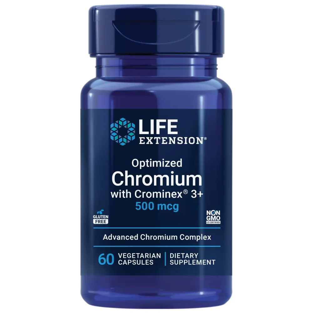 Life Extension Optimized Chromium with Crominex 3+ 500 mcg, Metabolism Health, Healthy Balance, Vegetarian, Gluten Free, Non-GMO, 500 mcg, 60 Vegetarian Capsules Life Extension Optimized Chromium with Crominex 3+ 500 mcg, Metabolism Health, Healthy Balance, Vegetarian, Gluten Free, Non-GMO, 500 mcg, 60 Vegetarian Capsules