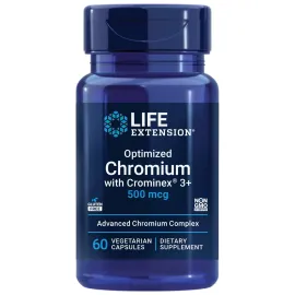 Life Extension Optimized Chromium with Crominex 3+ 500 mcg, Metabolism Health, Healthy Balance, Vegetarian, Gluten Free, Non-GMO, 500 mcg, 60 Vegetarian Capsules
