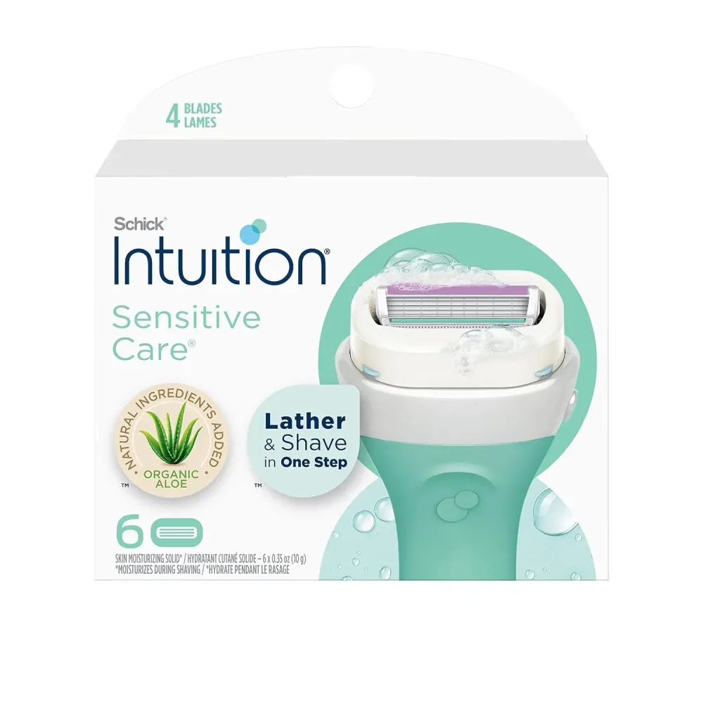 INTUITION Schick Refill, Razors for Women Sensitive Skin | Intuition Razor Blades Refill with Organic Aloe, Razor Refills , 6 Count (Pack of 1) INTUITION Schick Refill, Razors for Women Sensitive Skin | Intuition Razor Blades Refill with Organic Aloe, Razor Refills , 6 Count (Pack of 1)