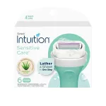 INTUITION Schick Refill, Razors for Women Sensitive Skin | Intuition Razor Blades Refill with Organic Aloe, Razor Refills , 6 Count (Pack of 1)