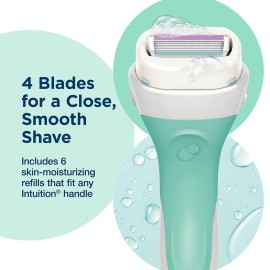 INTUITION Schick Refill, Razors for Women Sensitive Skin | Intuition Razor Blades Refill with Organic Aloe, Razor Refills , 6 Count (Pack of 1) INTUITION Schick Refill, Razors for Women Sensitive Skin | Intuition Razor Blades Refill with Organic Aloe, Razor Refills , 6 Count (Pack of 1)