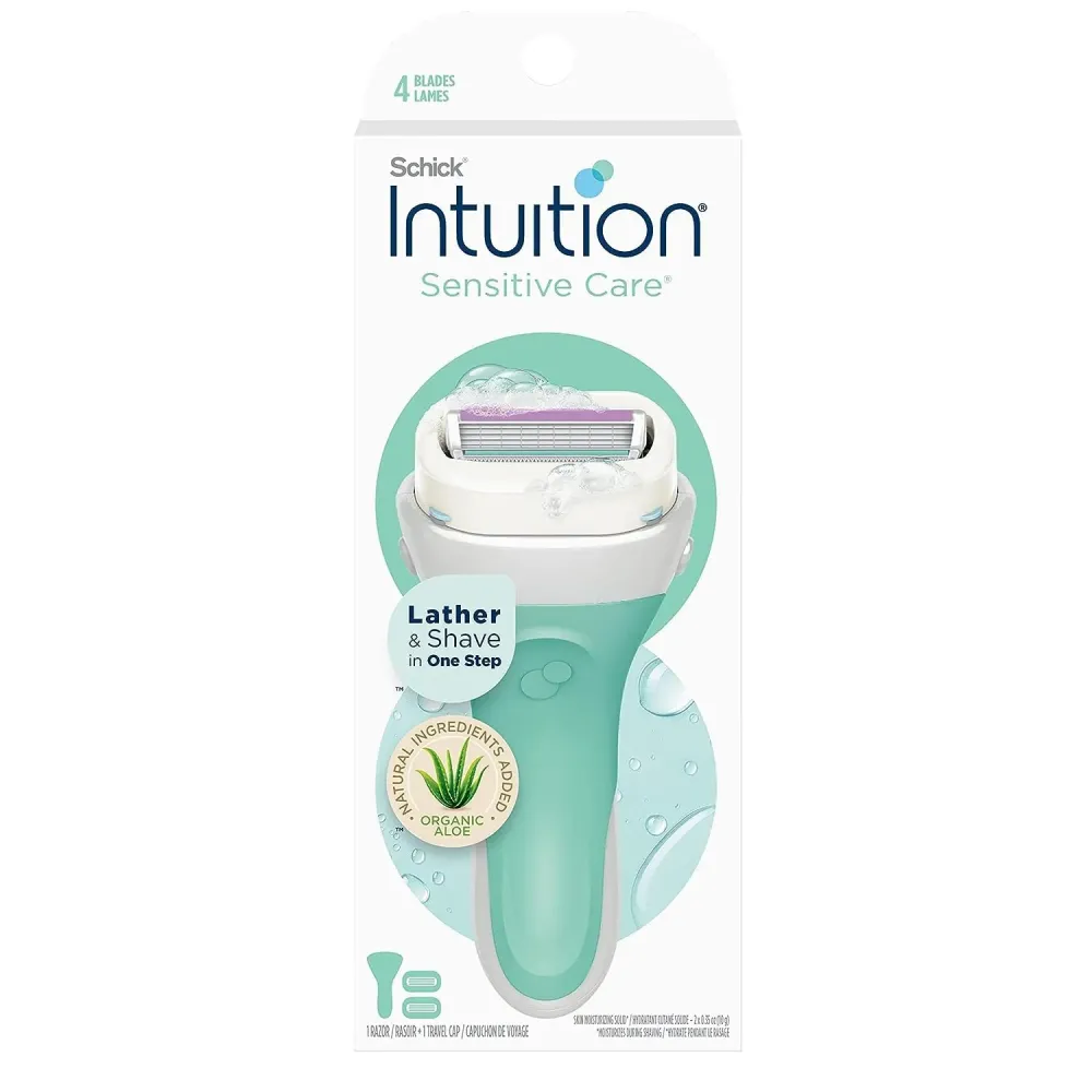 Schick Intuition Razors for Women with Sensitive Skin | 1 Razor & 2 Intuition Razor Blades Refill with Organic Aloe Schick Intuition Razors for Women with Sensitive Skin | 1 Razor & 2 Intuition Razor Blades Refill with Organic Aloe