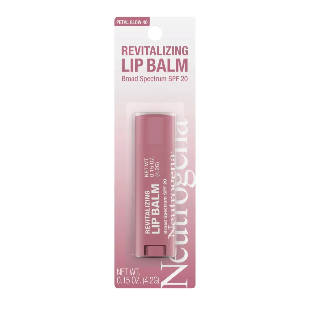 Neutrogena Revitalizing Tinted Lip Balm Broad Spectrum SPF 20 Sunscreen, Moisturizing Lip Balm with a Sheer Tint for Softer, Smoother, Healthier-Looking Lips, Sheer Petal Glow 40, .15 oz Neutrogena Revitalizing Tinted Lip Balm Broad Spectrum SPF 20 Sunscreen, Moisturizing Lip Balm with a Sheer Tint for Softer, Smoother, Healthier-Looking Lips, Sheer Petal Glow 40, .15 oz