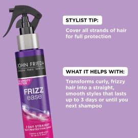 John Frieda Frizz Ease 3 Day Straight Heat Protection Spray, Keeps Hair Straight and Frizz-Free for 3 Days, Keratin-Infused Flat Iron & Styling Spray for a Smooth, Sleek Finish, 3.5 Oz John Frieda Frizz Ease 3 Day Straight Heat Protection Spray, Keeps Hair Straight and Frizz-Free for 3 Days, Keratin-Infused Flat Iron & Styling Spray for a Smooth, Sleek Finish, 3.5 Oz