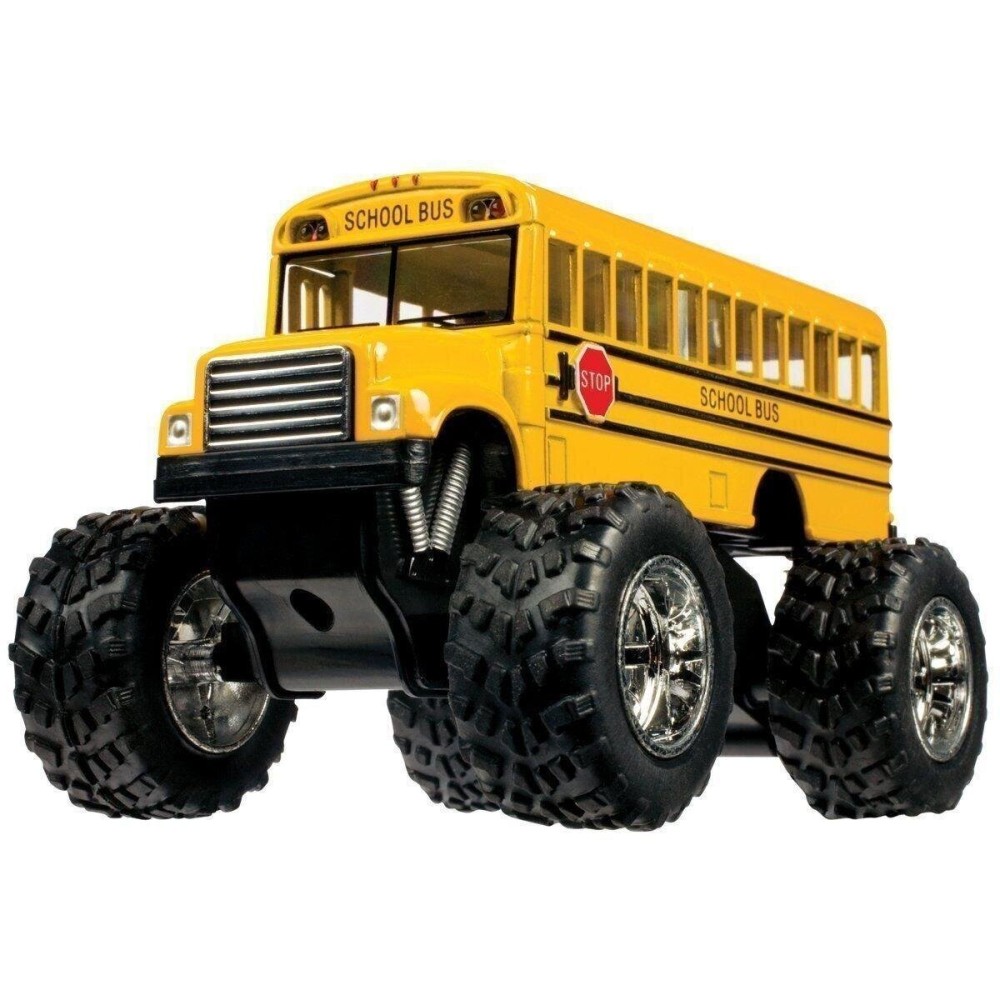 KiNSFUN 5 Monster School Bus Die Cast Metal Model, Pullback Action Toy Monster Truck KiNSFUN 5 Monster School Bus Die Cast Metal Model, Pullback Action Toy Monster Truck