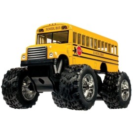 KiNSFUN 5 Monster School Bus Die Cast Metal Model, Pullback Action Toy Monster Truck