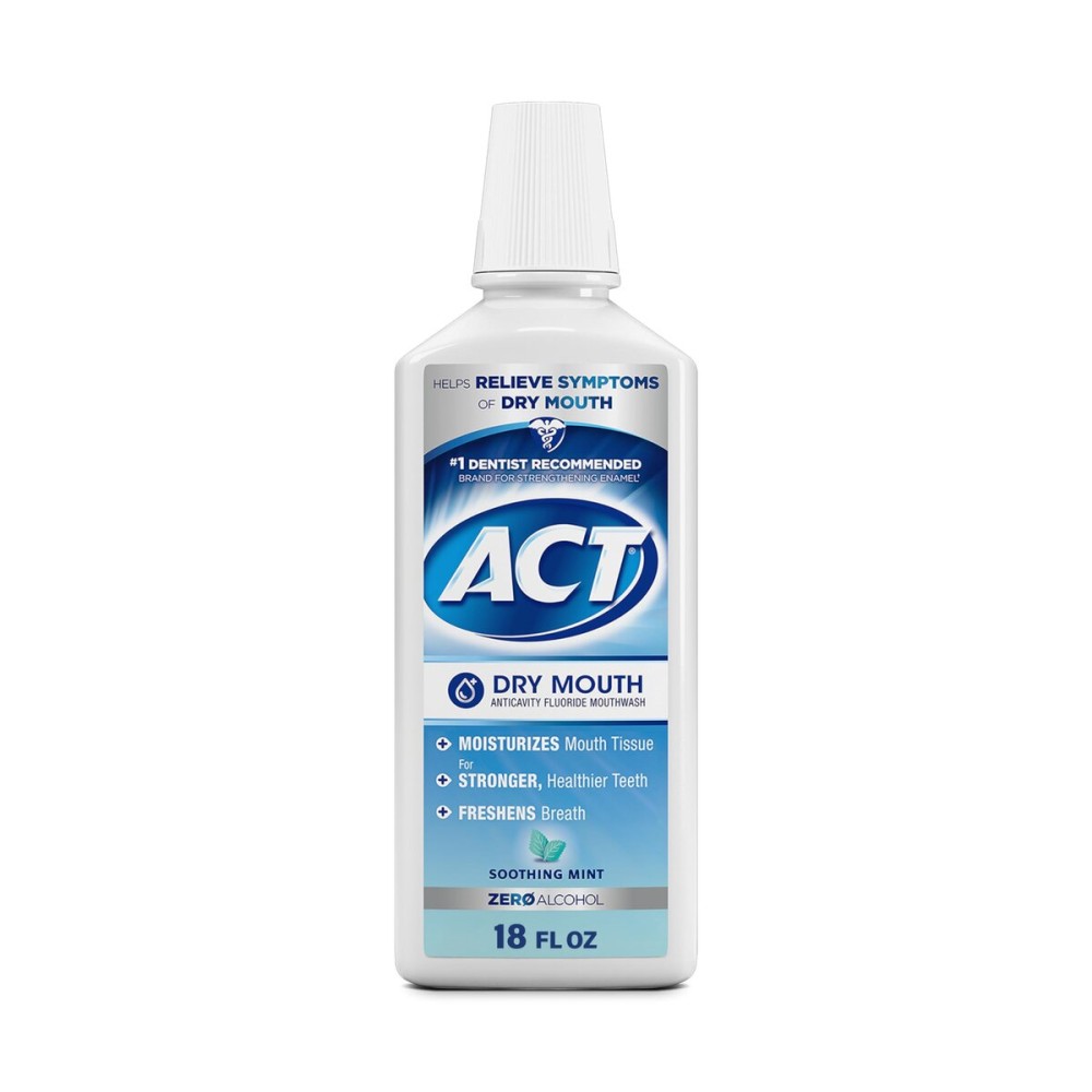 ACT Dry Mouth Anticavity Zero Alcohol Fluoride Mouthwash 18 fl. oz. Soothing Mint ACT Dry Mouth Anticavity Zero Alcohol Fluoride Mouthwash 18 fl. oz. Soothing Mint