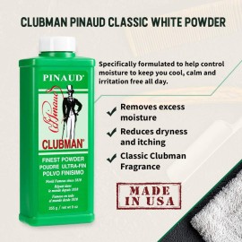 Clubman Pinaud Finest Powder, Classic White Powder for Men, Protection Against Sweat and Body Odor, 9 oz x 3 Packs Clubman Pinaud Finest Powder, Classic White Powder for Men, Protection Against Sweat and Body Odor, 9 oz x 3 Packs