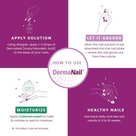DermaNail Nail Strengthener & Cuticle Cream Set - Fingernail Care Kit with Liquid Nail Strengthener & Cutemol Cream (11.5g Sample) Healthy Growth - Repair for Brittle, Damaged, Thin, & Peeling Nails