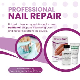 DermaNail Nail Strengthener & Cuticle Cream Set - Fingernail Care Kit with Liquid Nail Strengthener & Cutemol Cream (11.5g Sample) Healthy Growth - Repair for Brittle, Damaged, Thin, & Peeling Nails
