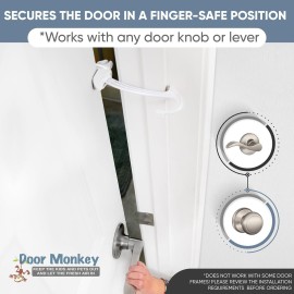 DOOR MONKEY Child Proof Door Lock & Pinch Guard - For Door Knobs & Lever Handles - Easy to Install - No Tools or Tape Required - Baby Safety Door Lock For Kids - Very Portable - Great for Dogs & Cats DOOR MONKEY Child Proof Door Lock & Pinch Guard - For Door Knobs & Lever Handles - Easy to Install - No Tools or Tape Required - Baby Safety Door Lock For Kids - Very Portable - Great for Dogs & Cats